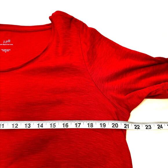 J. Jill Pima Dipped Hem Tunic in Orange/red Women's Sz M 100% Pima Cotton Knit - Picture 9 of 11